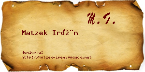 Matzek Irén névjegykártya